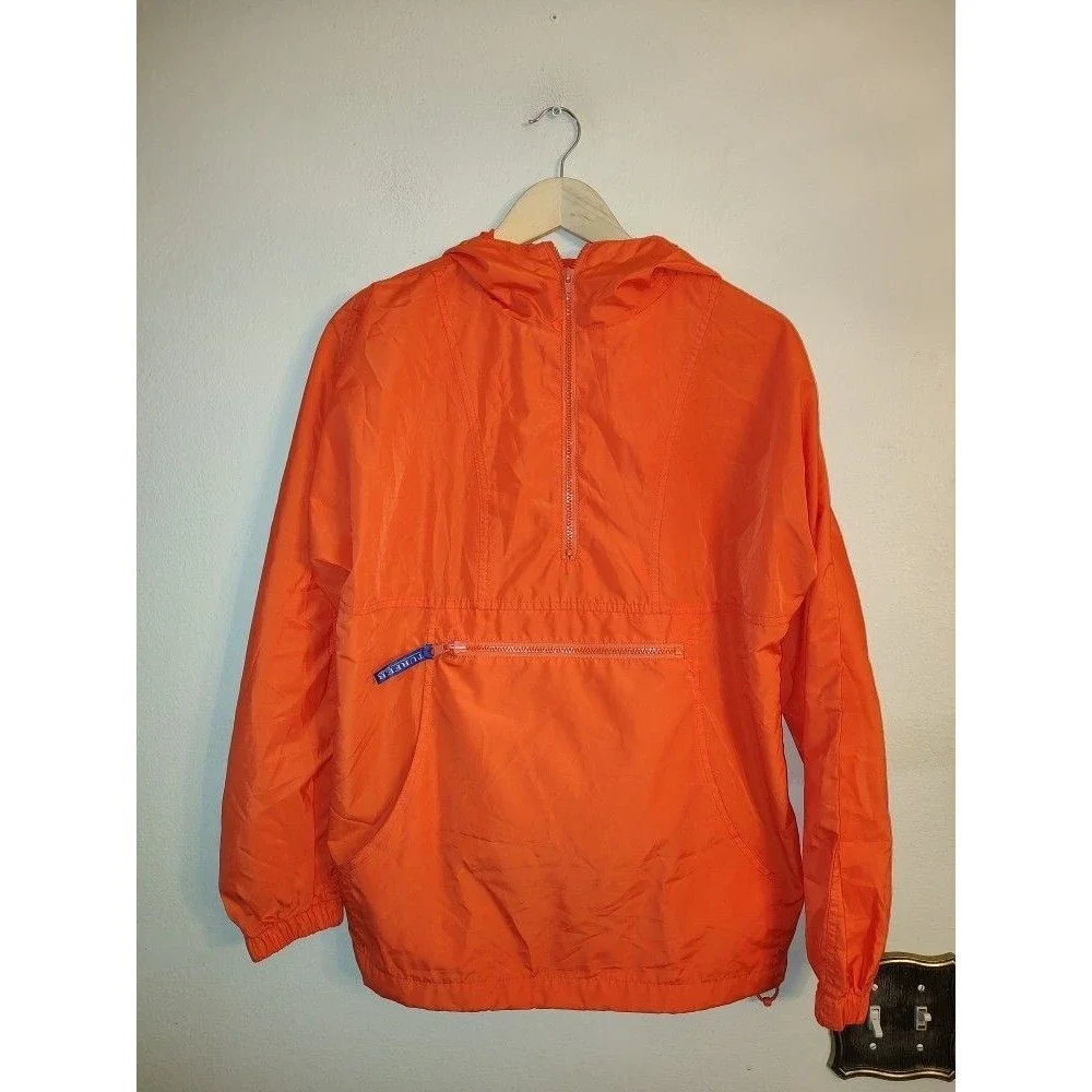 Men's Turfer Sport 1/2 Zip Hooded Orange Windbreaker Size XS See discription